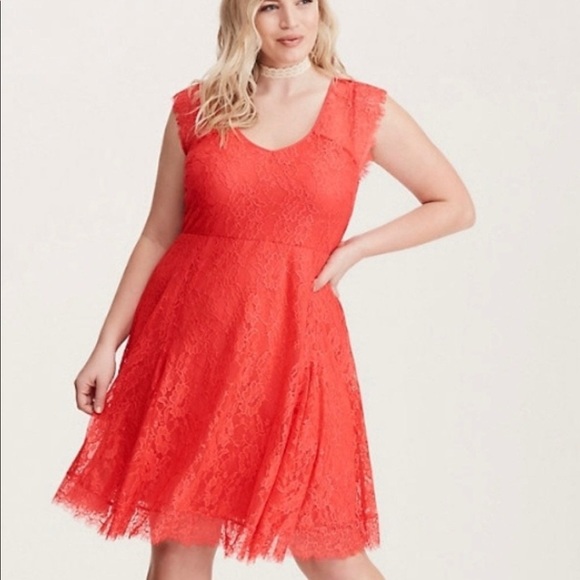 red lace dress torrid Plus Size - Red Lace Skater Dress